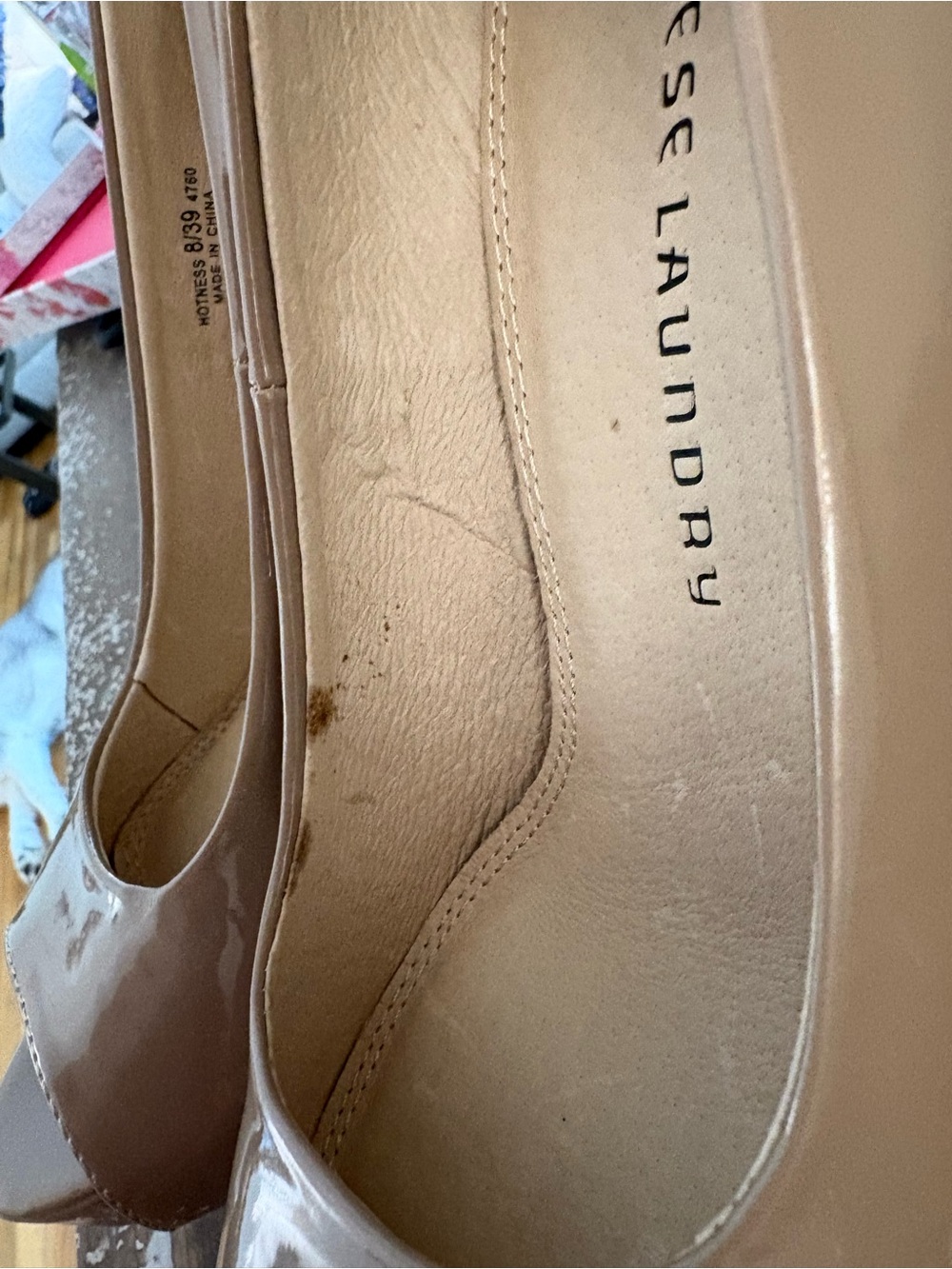 Chinese Laundry Nude Patent Peep-Toe High Heel Pumps - Picture 8 of 11